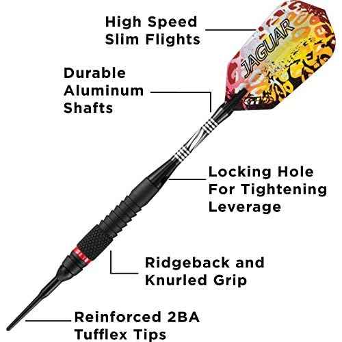 Viper Jaguar 80% Tungsten Soft Tip Darts with Storage/Travel Case, 18 Grams