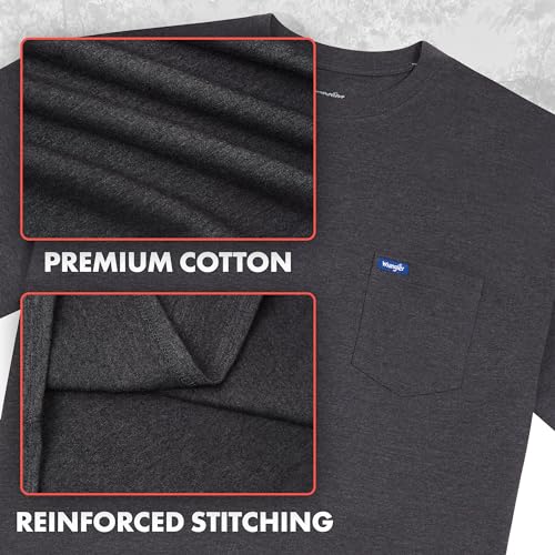 Wrangler Big and Tall Men's 2 Pack Cotton T-Shirts with Chest Pocket - 3X Tall/Navy/Carbon Heather