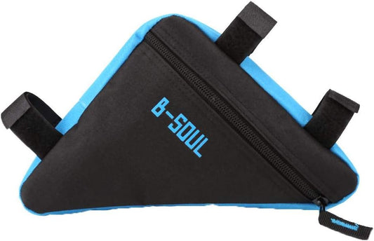 Frame Strap-On Bike Bag, Large Capacity Oxford Fabric, Quick Release Strap Design for Cycling, Hiking, Traveling (Black & Blue)