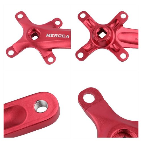 PETCHOR Square Taper Crankset MTB, Mountain Bike Single Speed Crankset, Bicycle Crank Arm Set 170mm 104BCD, 36T Chainring & Bolts, Red