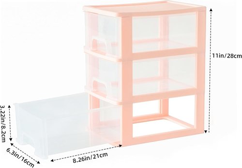 Gonice 3 Drawer Storage Organizer, White Plastic Drawer Storage, Small Desktop Organizer for Home, Office