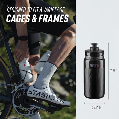 Elite Fly Tex Cycling Water Bottle 550ml - Yellow Fluo, Ultra-Lightweight, BPA-Free Sports Bottle