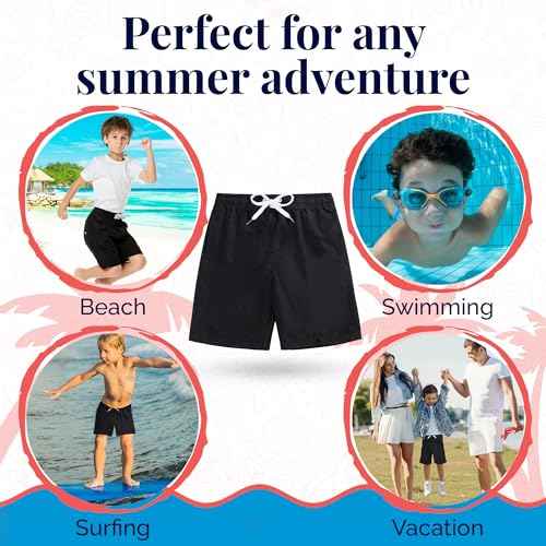 SIX ISLANDS Boys Swim Trunks - Quick-Dry, Comfortable, Ages 5/6 to 18/20 - Fun Patterns, Durable Design Boys Bathing Suit