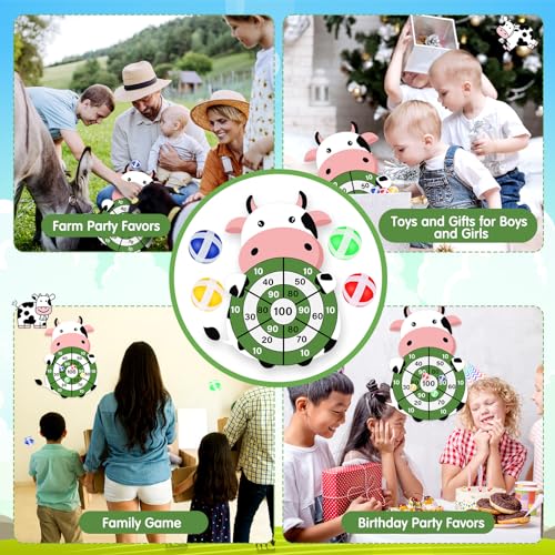 Cow Dart Board Game Set for Kids and Adults - Farm Party Favors 31x24 - Variation: Cow