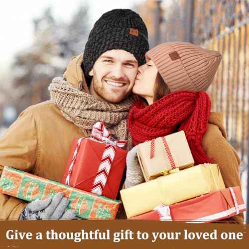 Fashion Knit Beanies Hats, Men Women Warm Beanie for Winter, Fleece Lined Beanie, Thermal Thick Snow Skull Cap