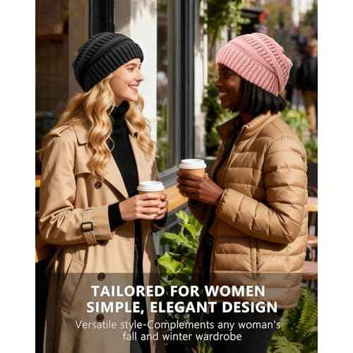 Cable Knit Slouchy Beanie for Women, Wool Winter Warm Womens Beanies, Trendy Oversized Slouch Hat Skull Ski Cap Hats