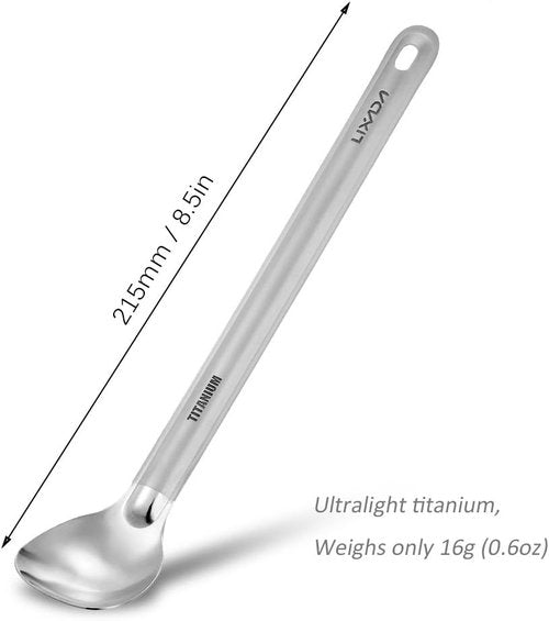 Lixada Titanium Long Handle Spoon - Lightweight Camping Spoon for Outdoor Picnic, Backpacking, Hiking & Travel - 1/2Pcs
