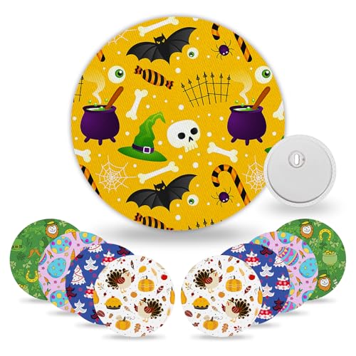 HONYOU 15Pack Libre 3 Sensor Covers Waterproof, 15 Days Long Stay Libre 3 Plus Protective Festive Print Pattern CGM Adhesive Patches Without Hole, Hypoallergenic & Latex-Free, Sweatproof