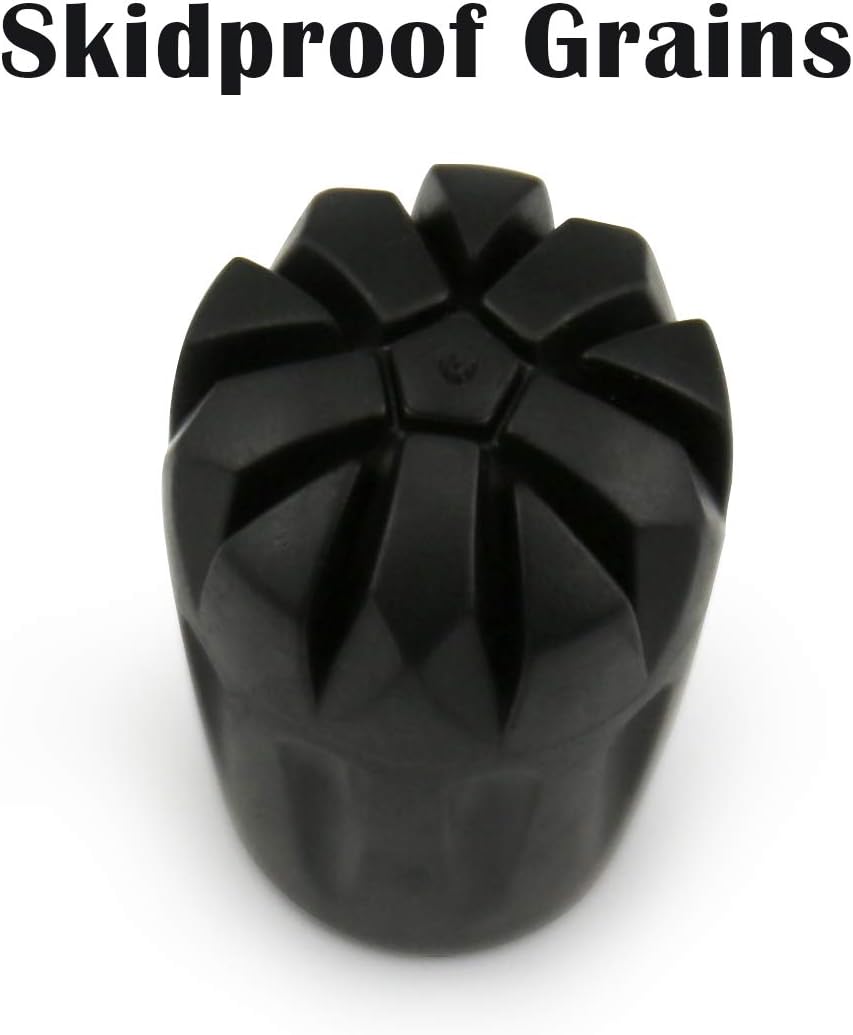 Jakuva Black Rubber Diamonds Trekking Pole Replacement Tip Protectors - Fits Most Standard Hiking Poles - Shock Absorbing, Adds Grip and Stability
