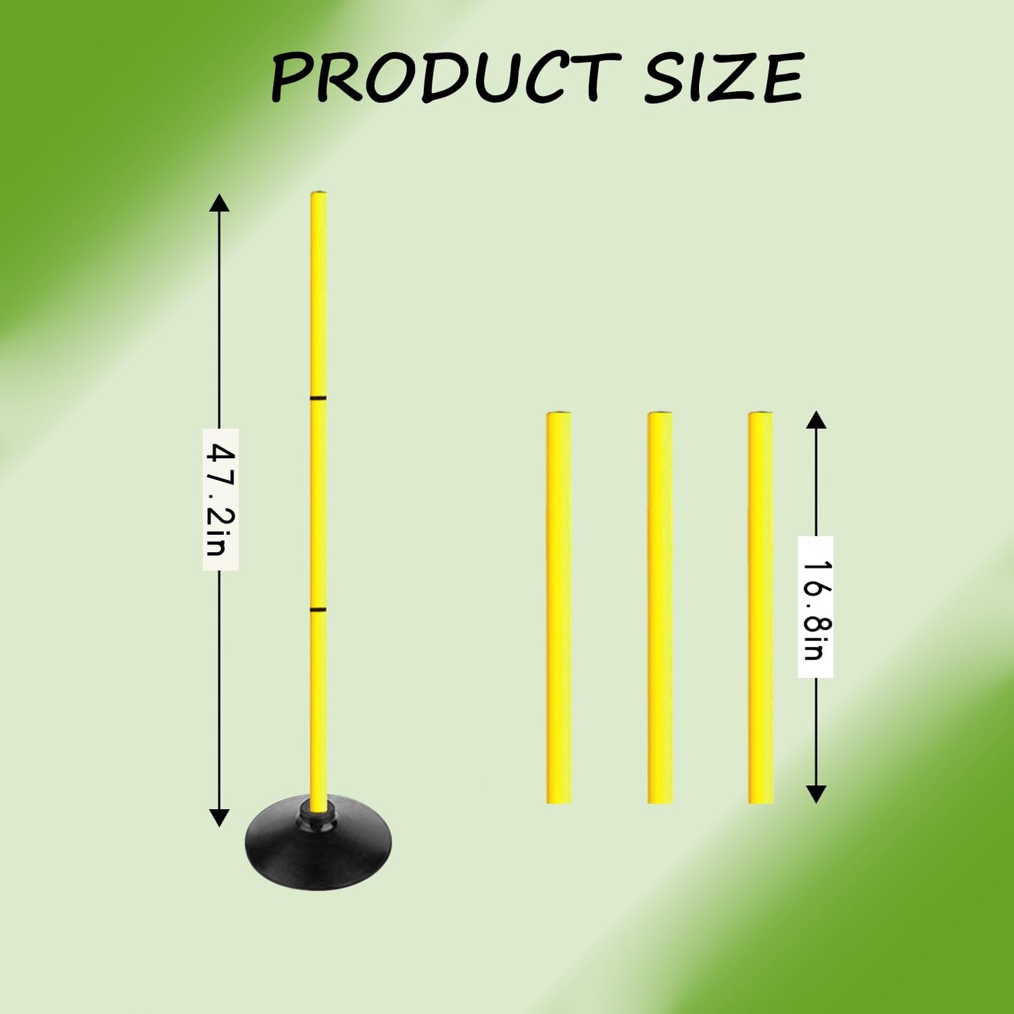 ASENVER 4FT Agility Poles Set Detachable Speed Training Poles Soccer Slalom Sticks with Agility Ladder and Cones (4 pcs, Yellow)