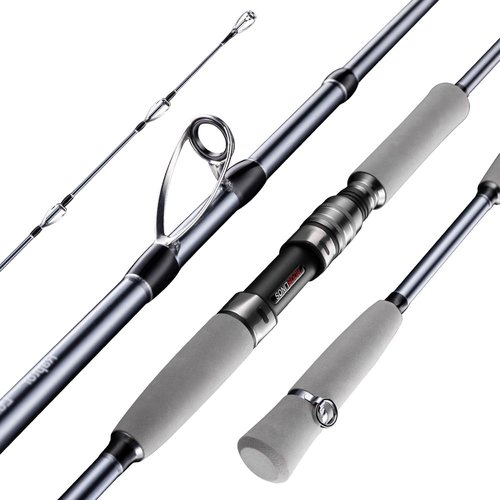 Raptor Saltwater Fishing Rod 6 Foot Spinning Casting 2 Pieces Offshore Boat Pole 27T High Carbon Fiber Baitcaster Lightweight Stainless Steel Guides Bass Trout Catfish Boat Fishing Rod(Spinning)