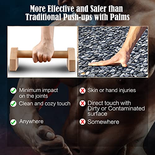Beech Wood Parallettes Bars 30cm - Non-Slip Push Up Handles for Fitness