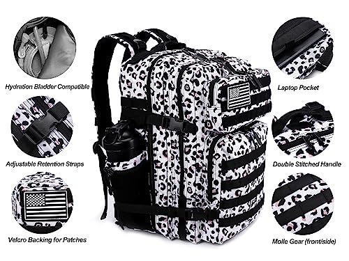 Military Tactical Backpack 45L Assault Pack with Molle System White Black Variation