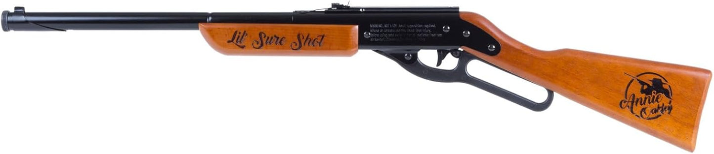 Annie Oakley Lil Sure Shot Lever-Action Spring Piston BB Rifle with Hardwood Custom Embossed Stock