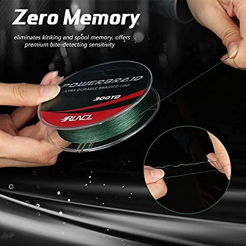 RUNCL PowerBraid Braided Fishing Line 40lb 300yd Moss Green Seamless Weaving