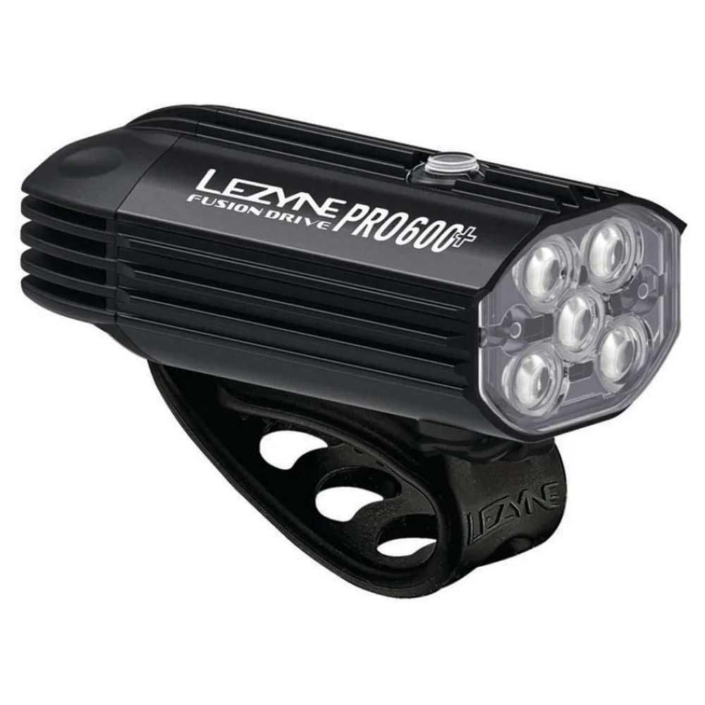 LEZYNE Fusion Drive Pro 600+ Front Bicycle Light - Durable Aluminum IPX7 Waterproof USB-C Rechargeable LED Bike Headlight with 3 Solid & 3 Flash Modes - Integrated Silicone Rubber Strap Mount