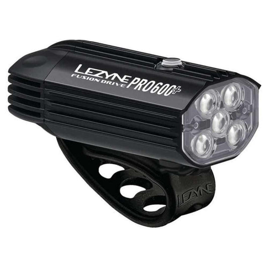 LEZYNE Fusion Drive Pro 600+ Front Bicycle Light - Durable Aluminum IPX7 Waterproof USB-C Rechargeable LED Bike Headlight with 3 Solid & 3 Flash Modes - Integrated Silicone Rubber Strap Mount