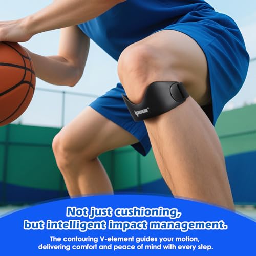 IPOW Silicone Patellar Tendon Support Strap Adjustable Non-Slip Patella Band Support Knee Brace for Hiking, Running, Jumpers Knee, Tendonitis, Basketball, Squats