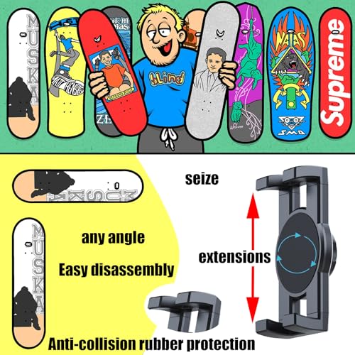2 Pack Skateboard Wall Mount Deck Display - 360° Rotatable Floating Hanger for Skateboards - Suitable for Any Skateboarder