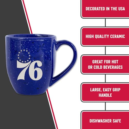 Philadelphia 76ers 16oz Team Color Ceramic Coffee Mug - Laser Engraved Speckled Design