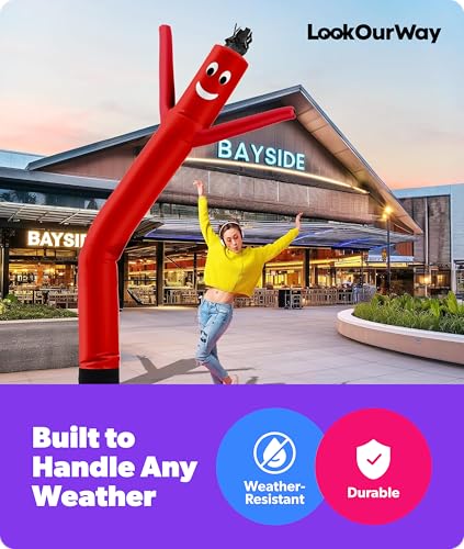 LookOurWay 10ft Inflatable Tube Man Attachment - Red Wacky Waving Inflatable for Business Promotion