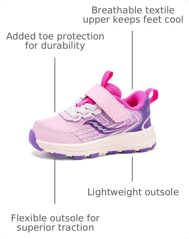 Saucony Unisex-Child Wind 3.0 Jr Sneakers - Pink & Purple, Little Kid Size 11