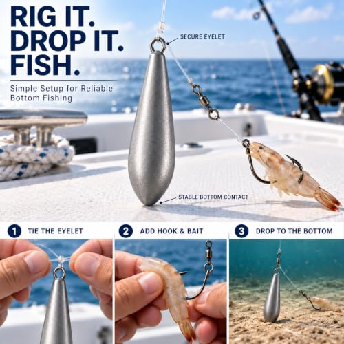 3/4 Ounce Drop Shot Fishing Weights - 10pcs Teardrop Sinkers for Bass Fishing