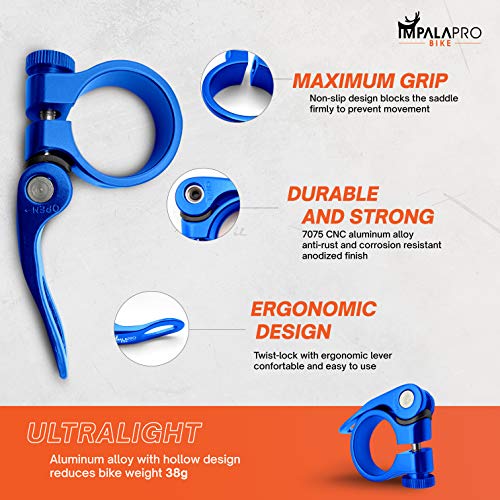 Blue Quick Release Bicycle Seatpost Clamp 31.8mm Aluminum CNC Lightweight