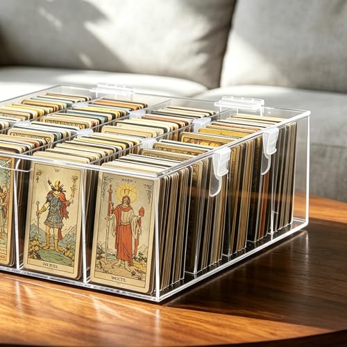 Acrylic Storage Box for Trading Cards - 3000+ Card Capacity with Dividers & Supports