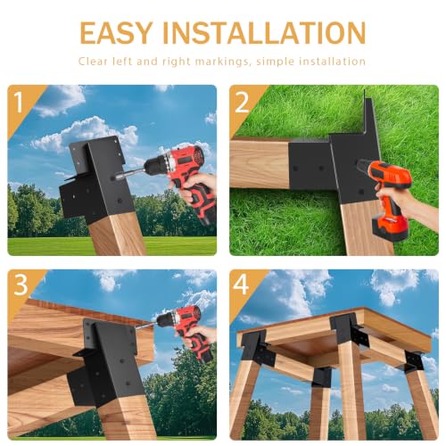 Deer Stand Brackets 4x4 Support Set - Black, Easy Install, Heavy Duty, Variation of Deer Stands A-Black
