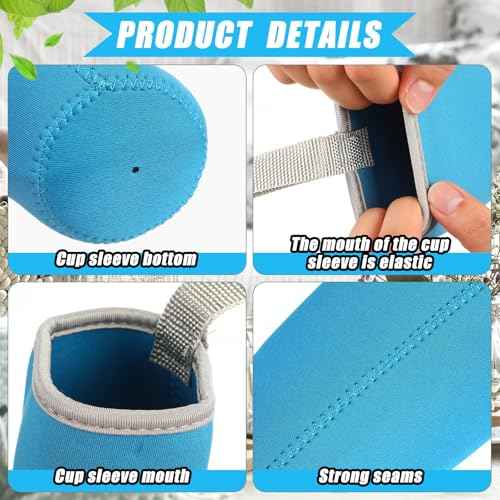 Zhehao 2 Pieces Neoprene Water Bottle Sleeve 18 oz - 19.4 oz Carrier Nylon Bottle Cover for Sport Portable Glass Drink Cup, 550 ml(Black, Blue)
