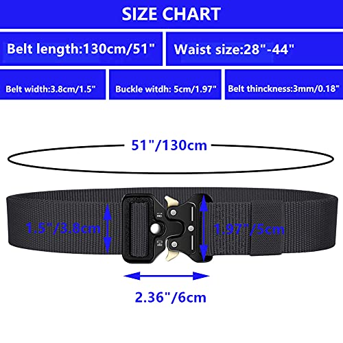 Military Style Tactical Belt for Men with Quick-Release Metal Buckle and Molle Key Ring Holder