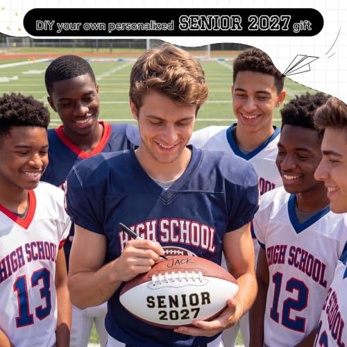 Official Size 9 Signature Football for Graduation & Sports Collecting - White Autograph Ball Set