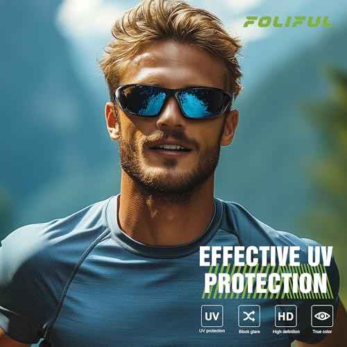 3 Pack Polarized Sports Sunglasses for Men, Mens Sunglasses Wrap Around UV Protection for Cycling Fishing Driving
