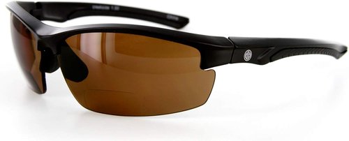 Creekside Wrap-Around Polarized Bifocal Sport Safety Reading Sunglasses for Youthful, Active Men and Women (Black/Amber +2.00)