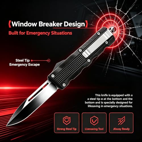 Outdoor Folding Knife with Zinc Alloy Handle and Emergency Window Breaker