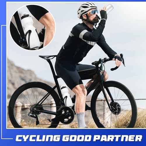 Mifoci Bike Water Bottle Cage with Bottle Bike Water Bottles and Holder 24oz Squeeze Sport Bicycle Accessories for Mountain Outdoor Cycling