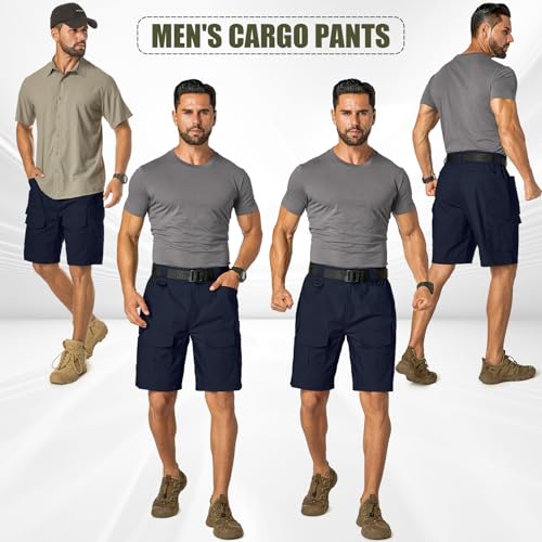 Mens Cargo Tactical Shorts Navy Blue 38 Inch - Durable Work Hiking Tool Shorts