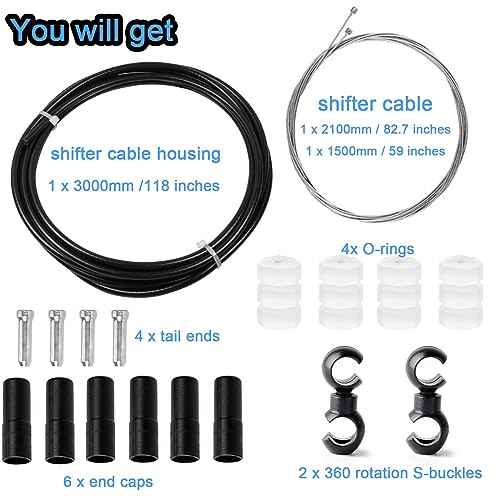 Universal Bicycle Brake Cables Housing Kit, MTB Gear Shifter Derailleur Cable End Caps for Mountain Road Bike Repair