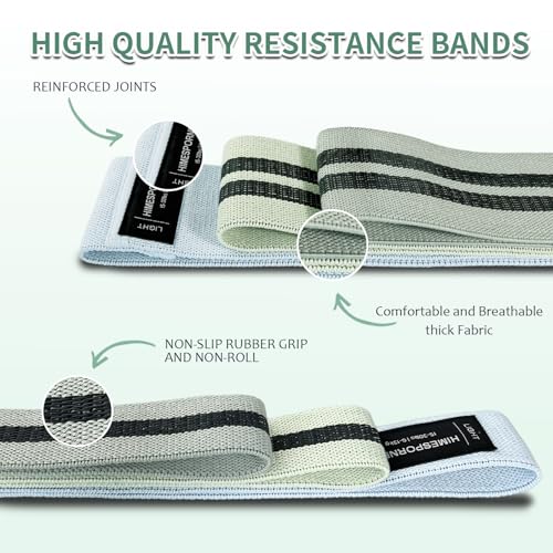 Resistance Bands Set for Workout - Blue & Green Fabric Loop Bands, 9 pcs
