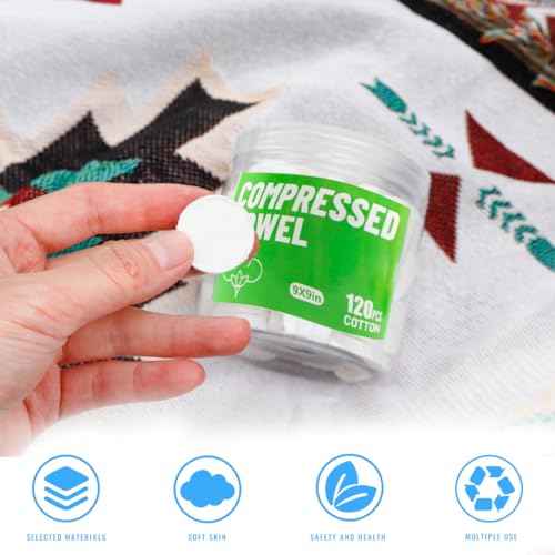 Compressed Towels Portable Disposable Compressed Cotton Coin Tissue Towel for Travel, Camping, Hiking, Sport, Beauty Salon, Home Hand Wipes 120Pcs (8.6in¡¿9in)