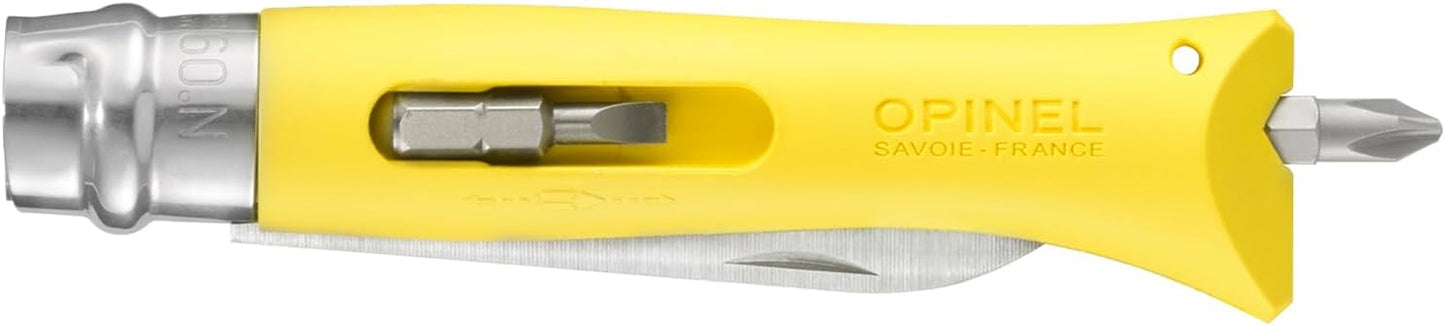 Opinel No.09 DIY - Stainless Steel Folding Pocket Knife and Multi-Tool, Wire Stripper, Screwdriver, Made in France