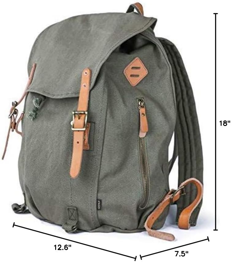 Gootium Canvas Backpack - Vintage Military Rucksack Travel Dayack, Green