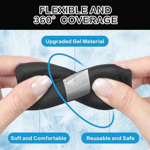 Trigger Finger Splint and Finger Ice Pack, 2+2 Set, Reusable Fingers Ice Sleeves for Pain Relief, Fingers Brace Fits for Middle/Ring/Index/Pinky Finger- Left and Right Hand, Black, 4pcs