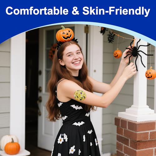 HONYOU 15Pack Dexcom G7 Over Patches Waterproof, 15 Days Long Stay Stelo Overpatch Halloween Festive Pattern Protective Adhesive CGM Sensor Covers No Hole, Hypoallergenic & Latex-Free, Sweatproof