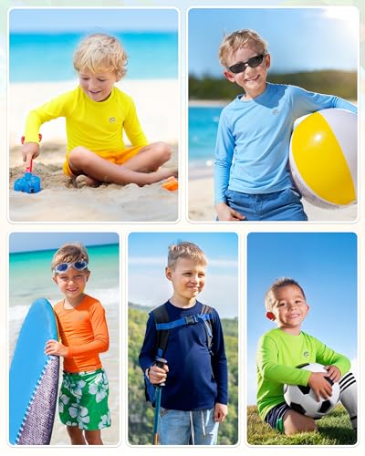 Boys UPF 50+ Long Sleeve Swim Shirt Rash Guard Pack - Medium White & Black