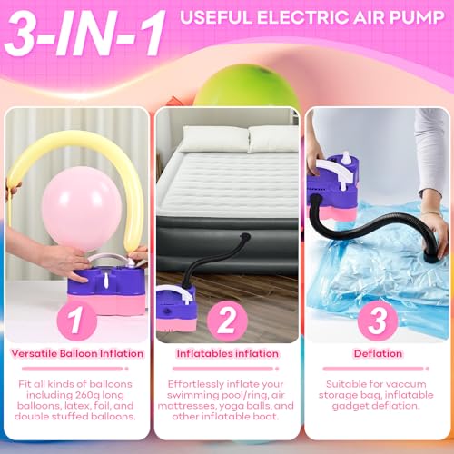 3-in-1 Electric Balloon Pump for Inflatable Inflatables Portable Air Pump