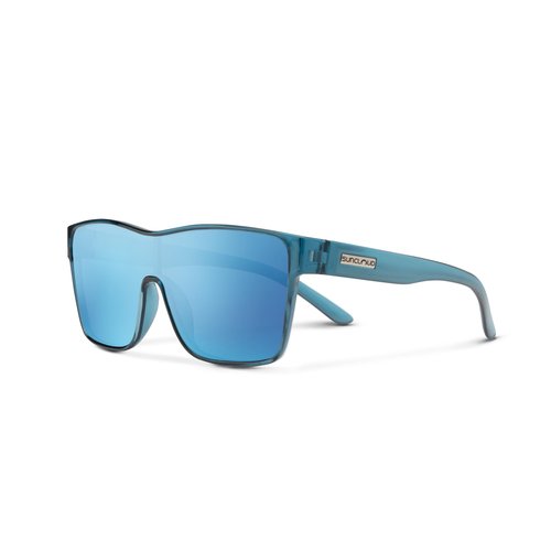 Suncloud Biff Polarized Sunglasses – 100% UV Protection – Comfortable Fit, Trendy Design – for Men & Women – Crystal Marine + Polarized Aqua Mirror Lenses