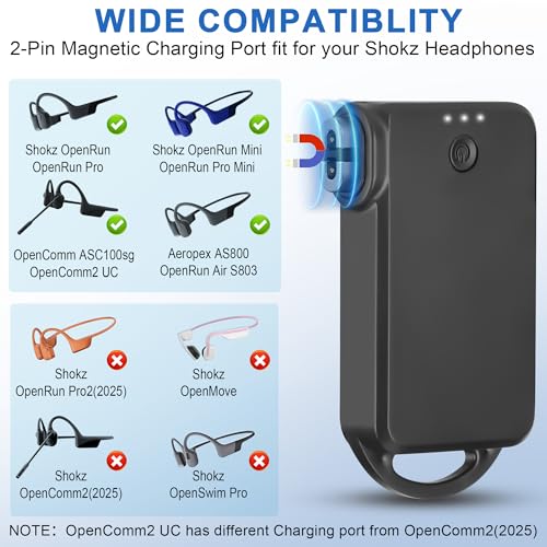 2 Pack Portable Wireless Shokz Charger Replacement Cables for AfterShokz Headphones