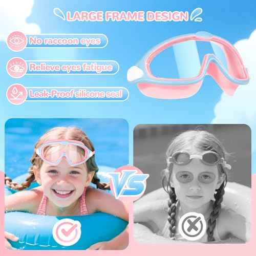 Supertrip Kids Swim Goggles 2 Pack Swimming Goggles UV Protection Anti-Fog Goggles for Kids 6-14